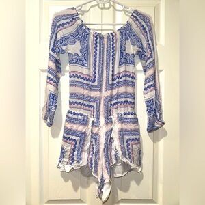 Lovers + Friends Carmella Romper Off The Shoulder Bella Scarf Size XS GUC